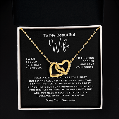 To My Beautiful Wife Interlocking Hearts Necklace
