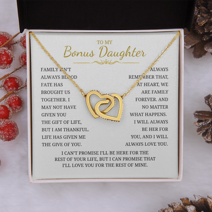 To My Bonus Daughter Interlocking Hearts Necklace