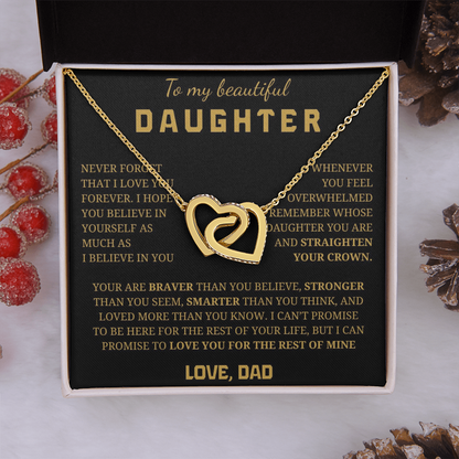 To My Beautiful Daughter Interlocking Hearts Necklace