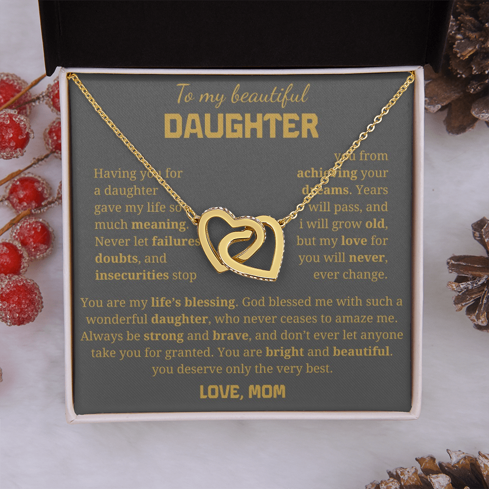 To My Beautiful Daughter Interlocking Hearts Necklace