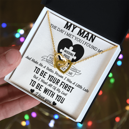 To My Man Interlocking Hearts Necklace