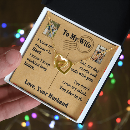 To My Wife Interlocking Hearts Necklace With 2 Photos