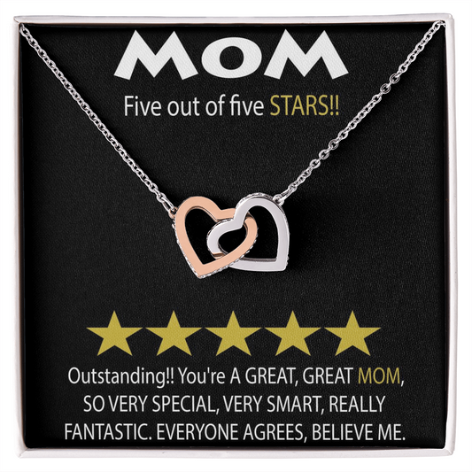 Mom 5 Stars Interlocking Hearts Necklace