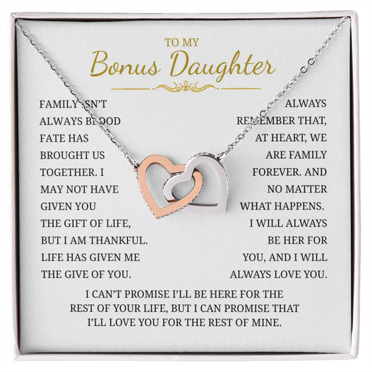 To My Bonus Daughter Interlocking Hearts Necklace