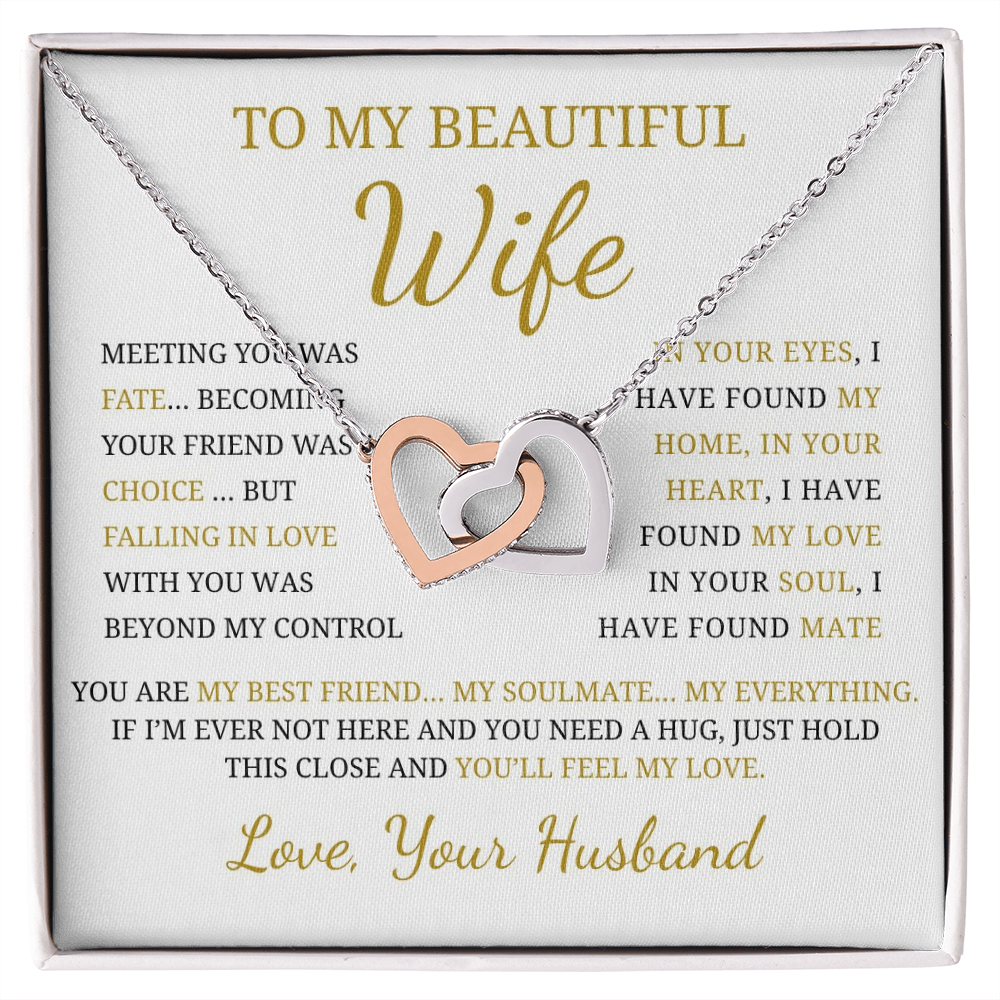 To My Beautiful Wife  Interlocking Hearts Necklace