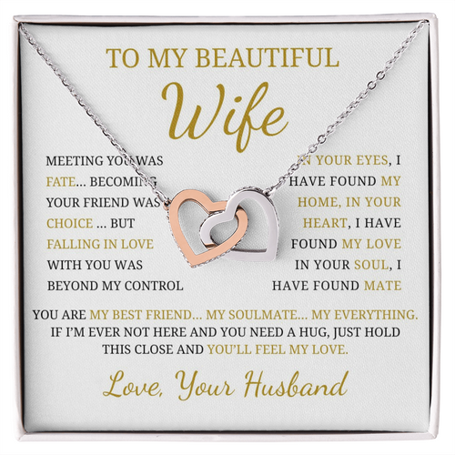 To My Beautiful Wife  Interlocking Hearts Necklace