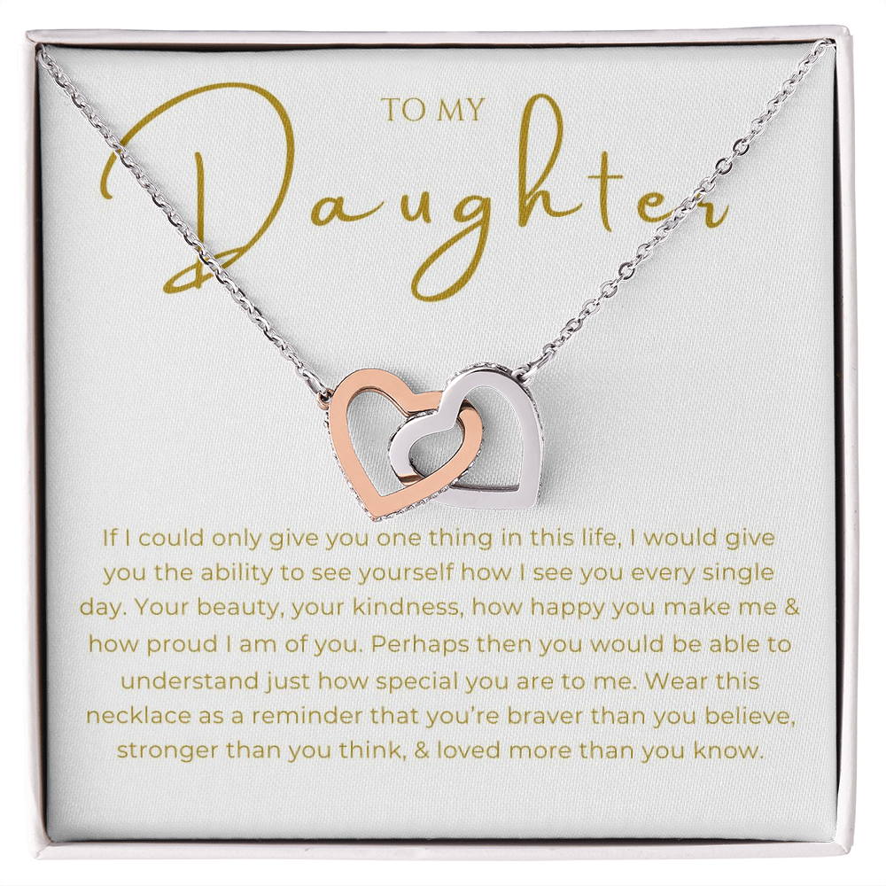 To My Daughter Interlocking Hearts Necklace