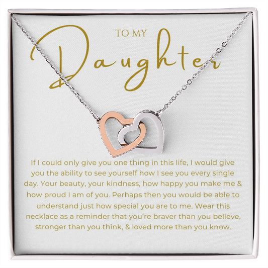 To My Daughter Interlocking Hearts Necklace