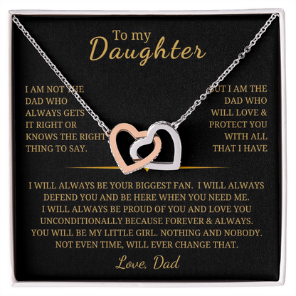 To My Daughter Interlocking Hearts Necklace