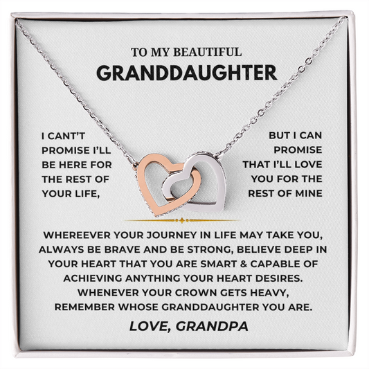 To My Beautiful Granddaughter Interlocking Hearts Necklace