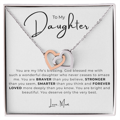 To My Daughter Interlocking Hearts Necklace