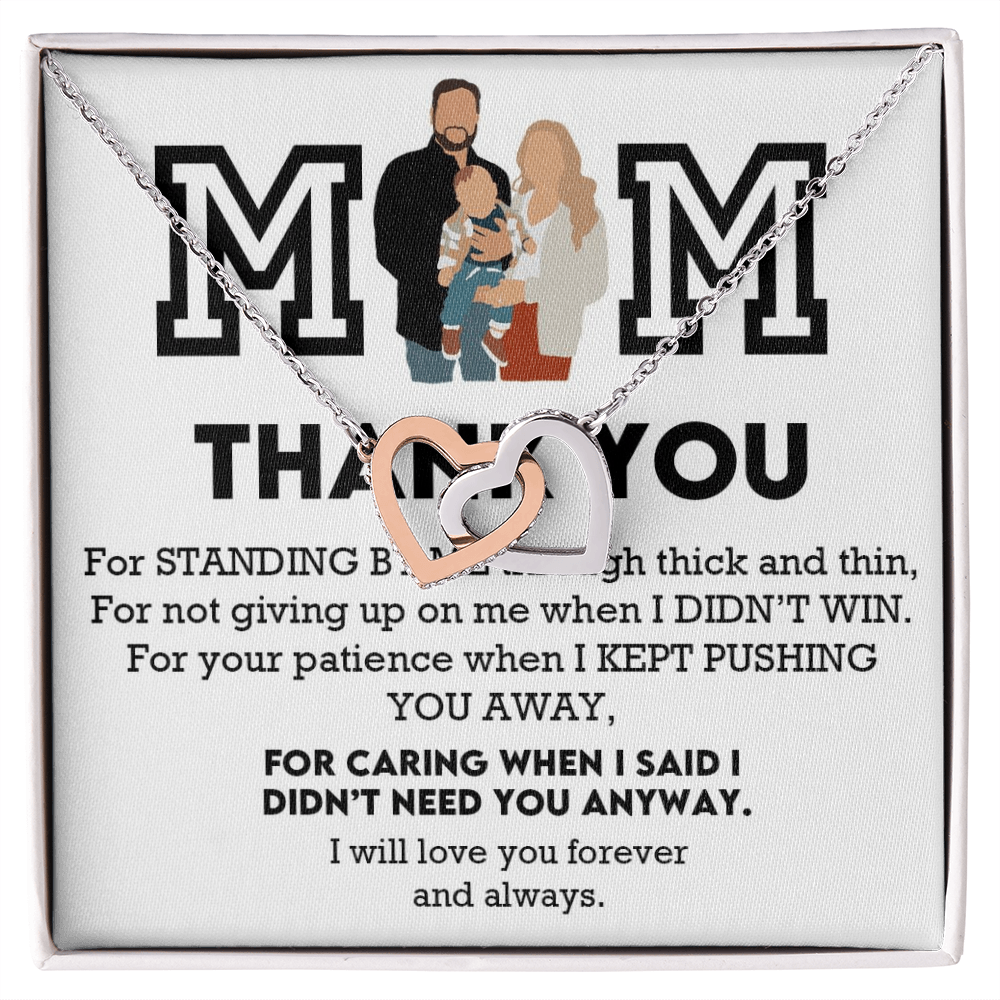 Mom Thank You Interlocking Hearts Necklace