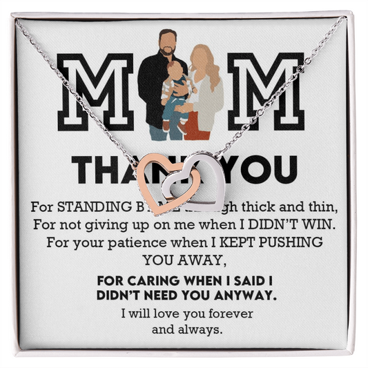 Mom Thank You Interlocking Hearts Necklace