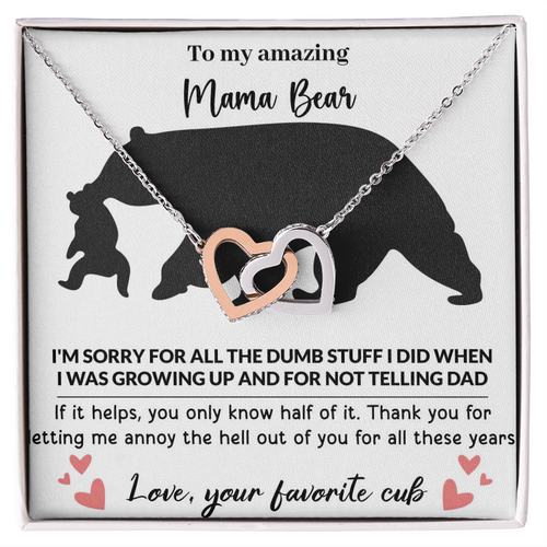 Mama Bear Interlocking Hearts Necklace
