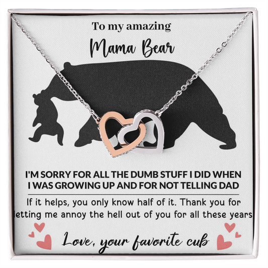 Mama Bear Interlocking Hearts Necklace