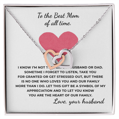 To The Best Mom of All Time Interlocking Hearts Necklace