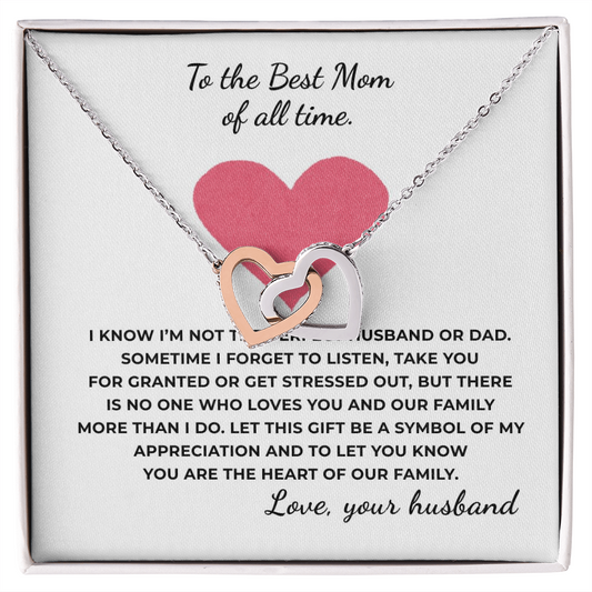 To The Best Mom of All Time Interlocking Hearts Necklace