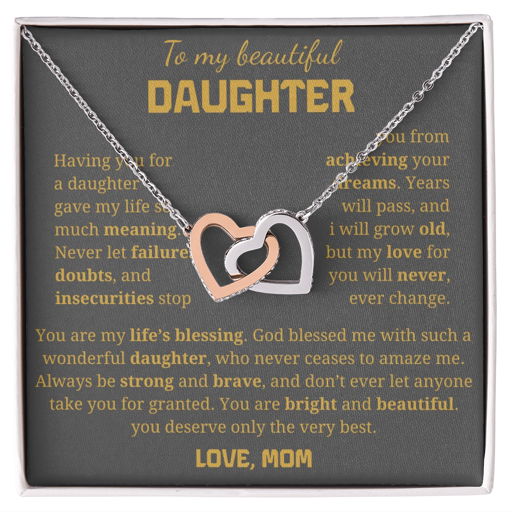 To My Beautiful Daughter Interlocking Hearts Necklace