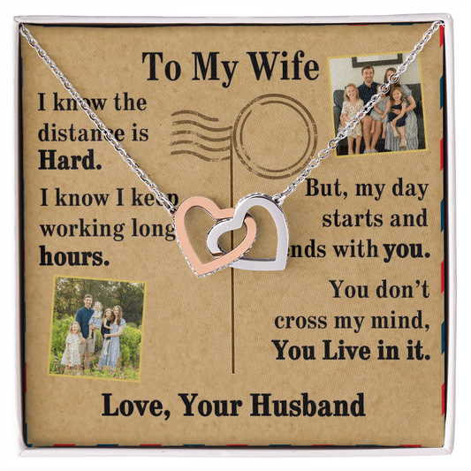 To My Wife Interlocking Hearts Necklace With 2 Photos