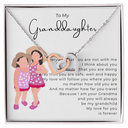 To My Granddaughter Interlocking Hearts Necklace