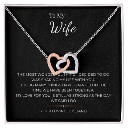 To My Wife Interlocking Hearts Necklace