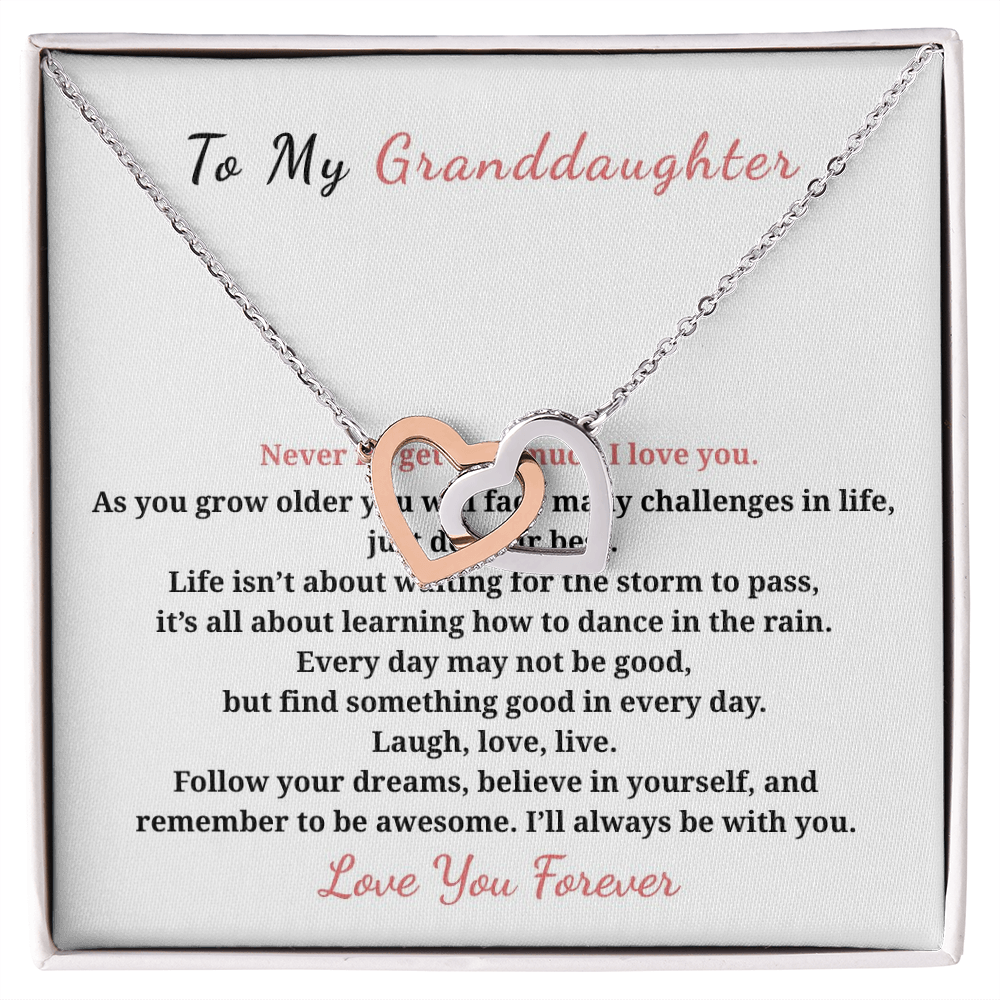 To My Granddaughter Interlocking Hearts Necklace