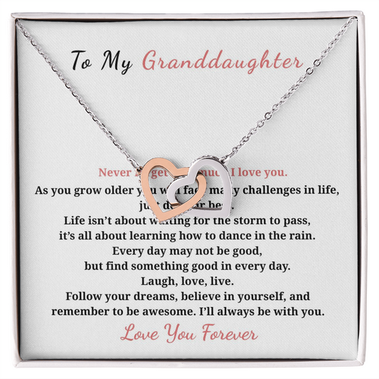 To My Granddaughter Interlocking Hearts Necklace