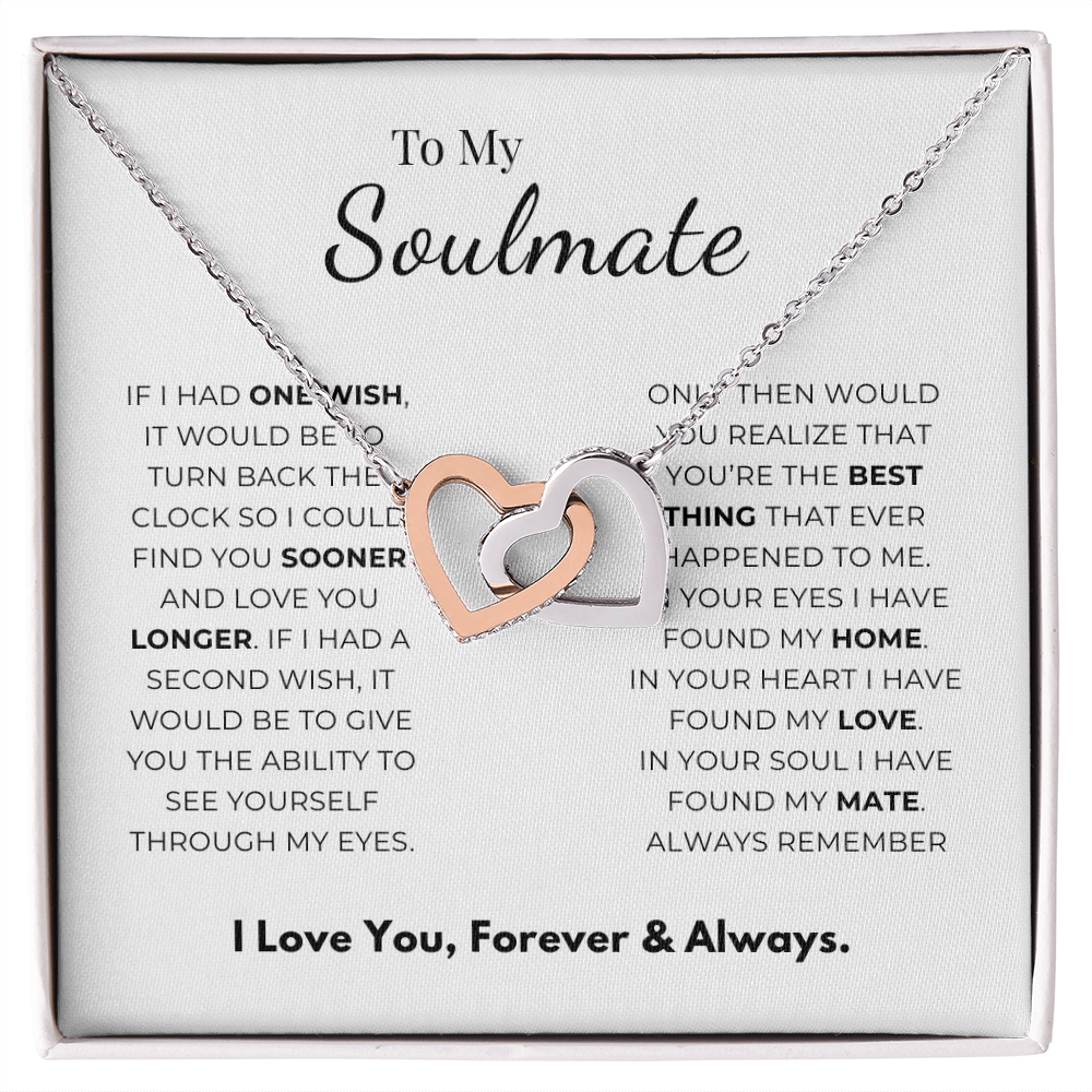 To My Soulmate Interlocking Hearts Necklace