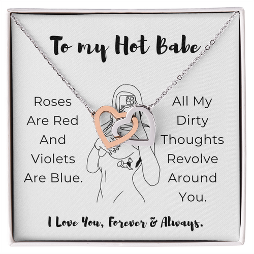 To My Hot Babe Interlocking Hearts Necklace
