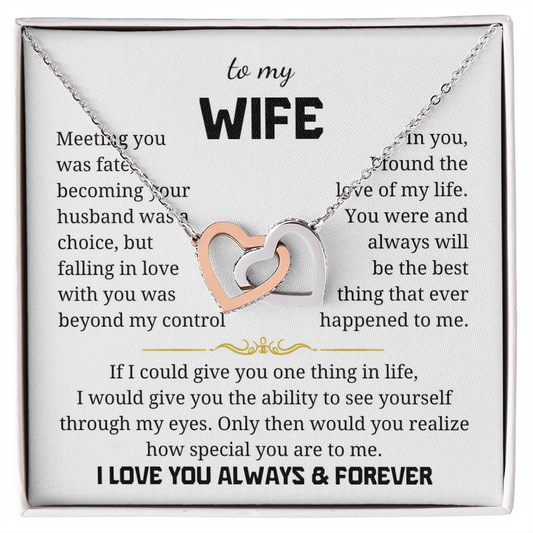 To My Wife Interlocking Hearts Necklace