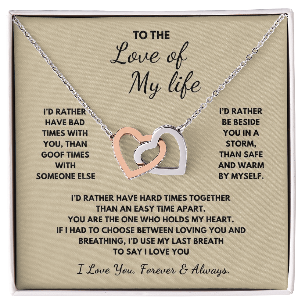 To The Love of My Life  Interlocking Hearts Necklace