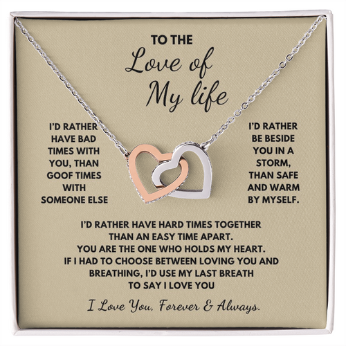 To The Love of My Life  Interlocking Hearts Necklace