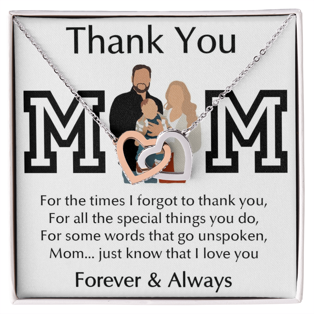 Thank You Mom Interlocking Hearts Necklace
