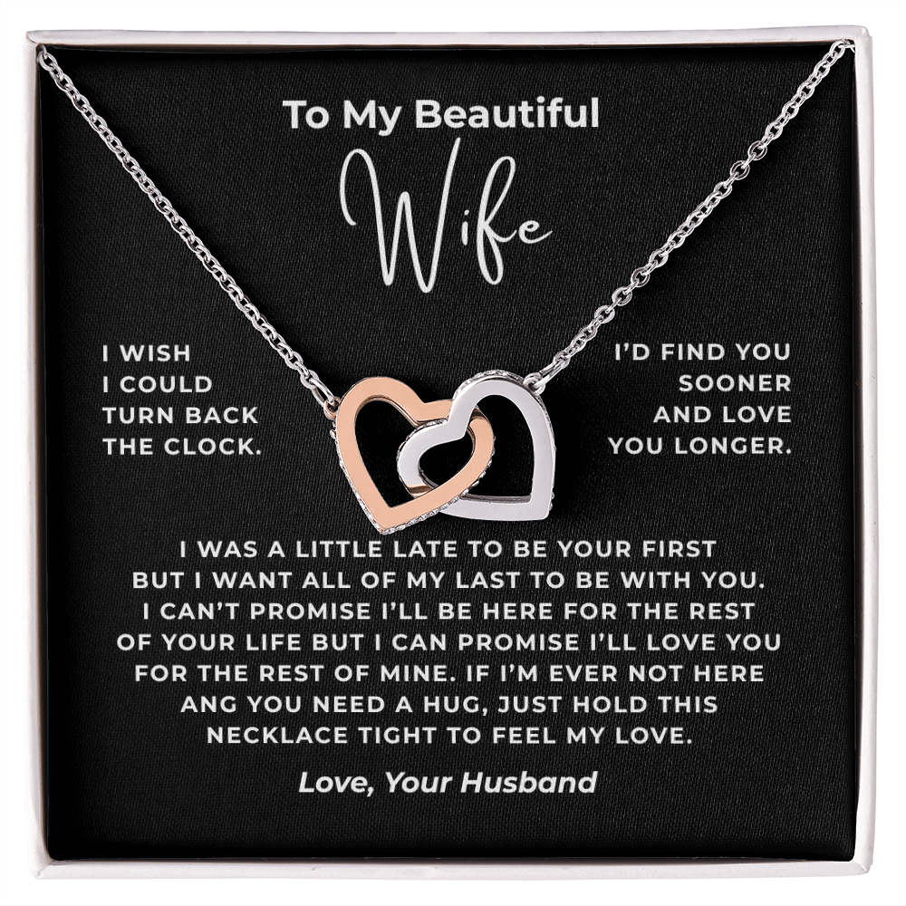 To My Beautiful Wife Interlocking Hearts Necklace