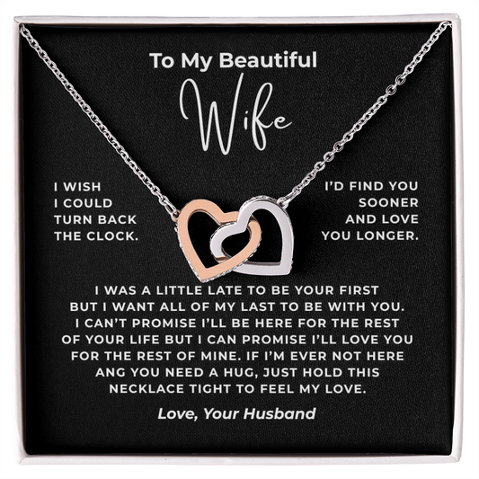To My Beautiful Wife Interlocking Hearts Necklace