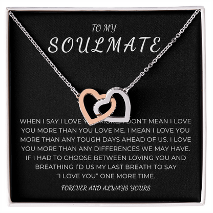 To My Soulmate Interlocking Hearts Necklace