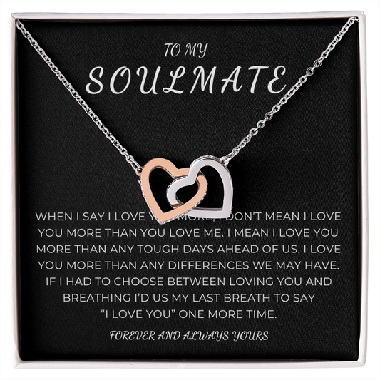 To My Soulmate Interlocking Hearts Necklace