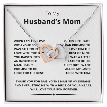 To My Husband's Mom Interlocking Hearts Necklace