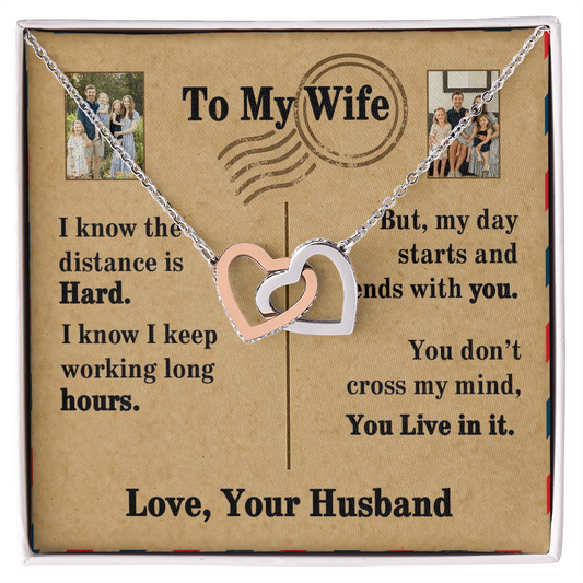 To My Wife Interlocking Hearts Necklace With 2 Photos