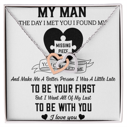To My Man Interlocking Hearts Necklace