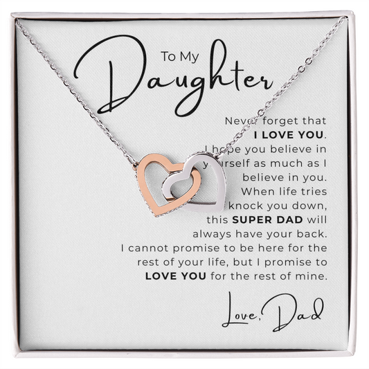 To My Daughter Interlocking Hearts Necklace