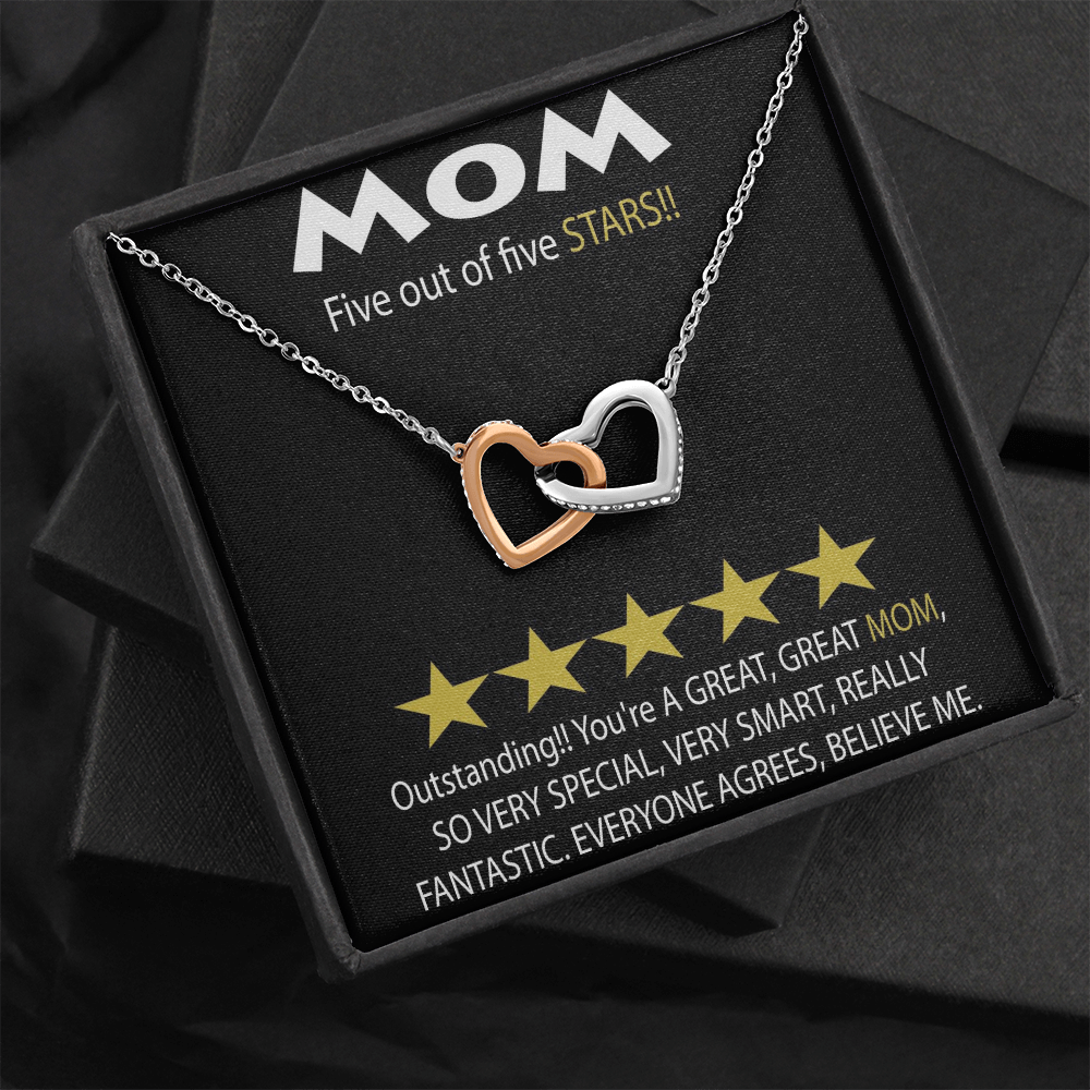 Mom 5 Stars Interlocking Hearts Necklace