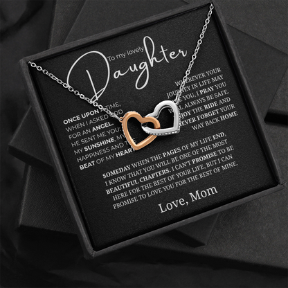 To My Lovely Daughter Interlocking Hearts Necklace