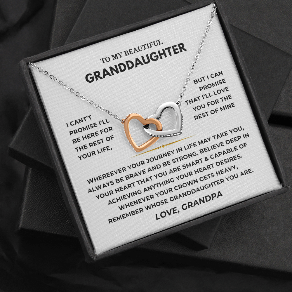 To My Beautiful Granddaughter Interlocking Hearts Necklace