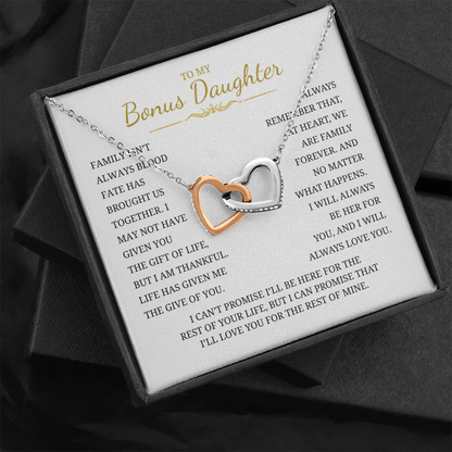 To My Bonus Daughter Interlocking Hearts Necklace