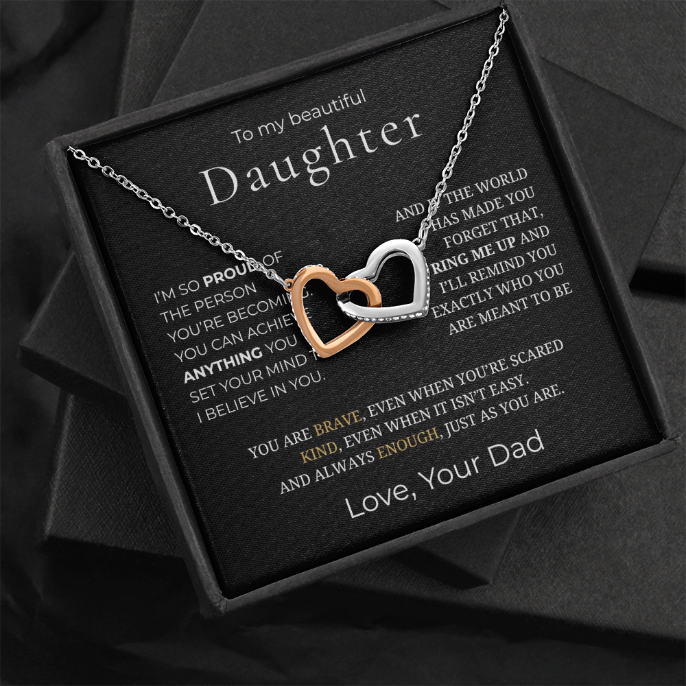 To My Daughter Interlocking Hearts Necklace