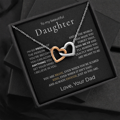 To My Daughter Interlocking Hearts Necklace