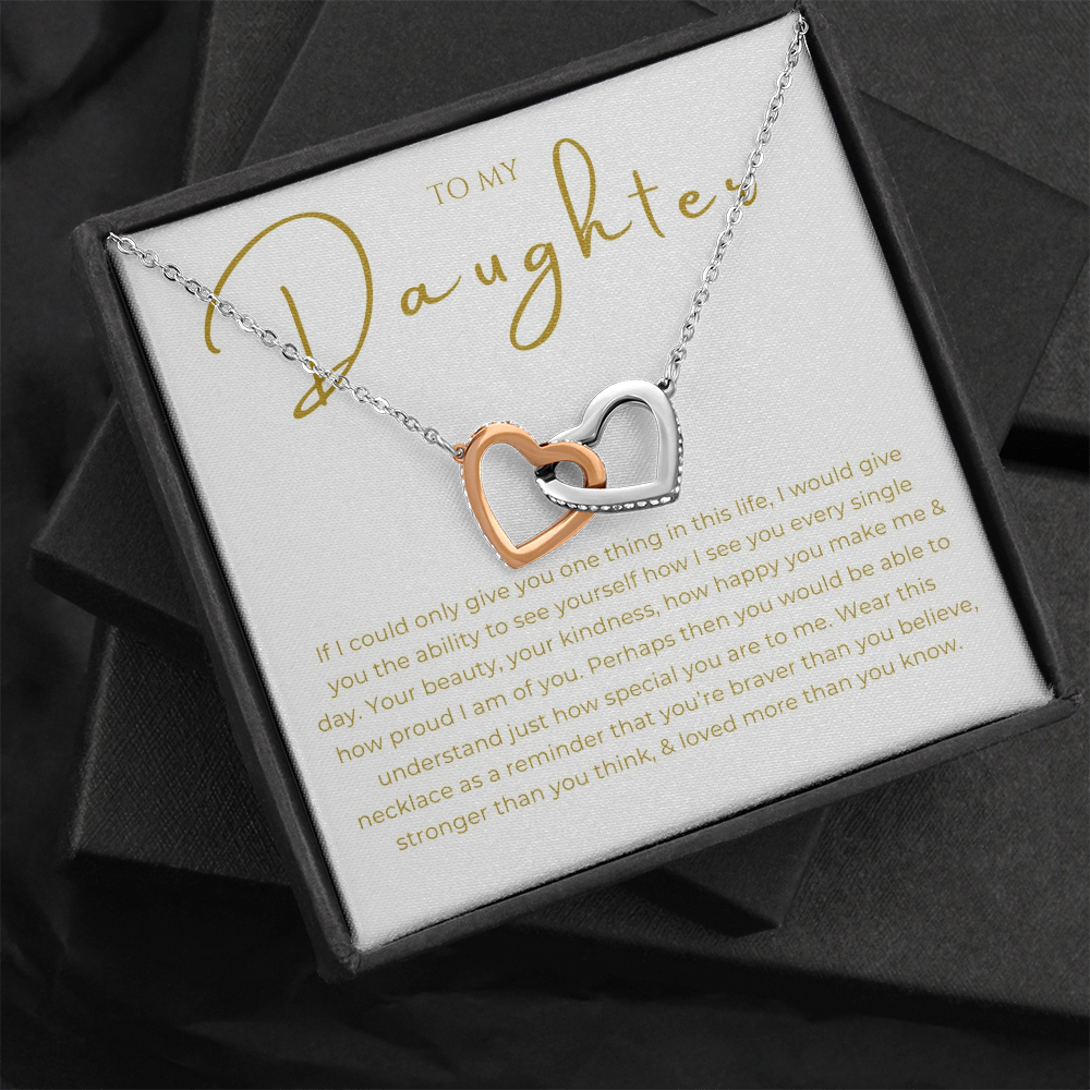 To My Daughter Interlocking Hearts Necklace