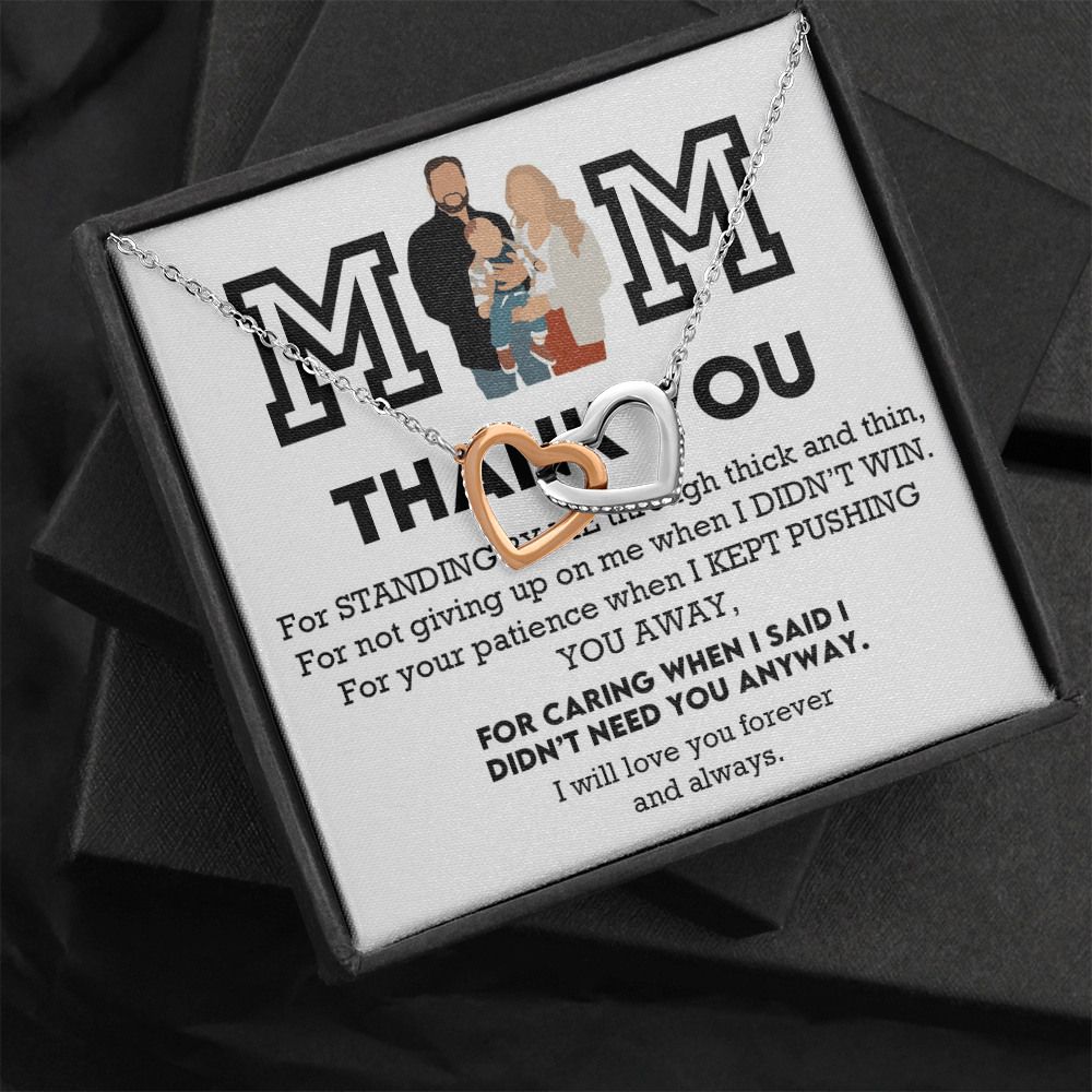 Mom Thank You Interlocking Hearts Necklace