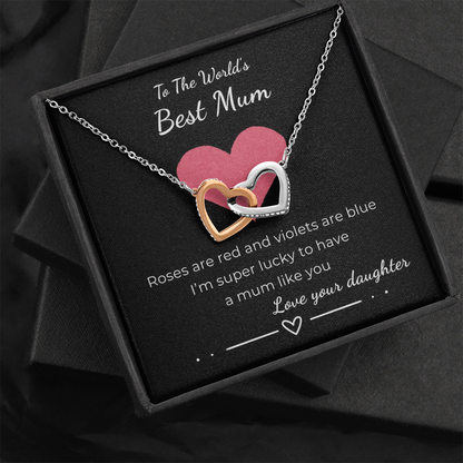 To The World's Best Mom Interlocking Hearts Necklace